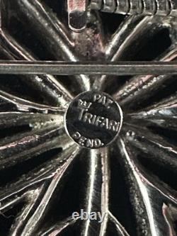 Trifari Maple Leaf Set 1949 Rhodium Baguettes PAT PEND withBox