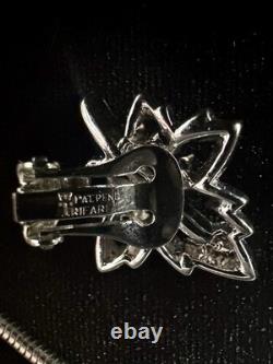 Trifari Maple Leaf Set 1949 Rhodium Baguettes PAT PEND withBox