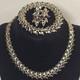 Trifari PAT PEND Alfred Philippe Necklace Bracelet Earrings Set Silver Tone