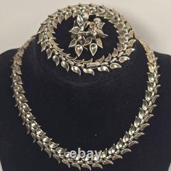 Trifari PAT PEND Alfred Philippe Necklace Bracelet Earrings Set Silver Tone