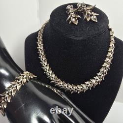 Trifari PAT PEND Alfred Philippe Necklace Bracelet Earrings Set Silver Tone
