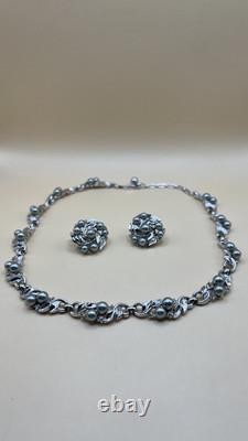Trifari Pat. Pend Alfred Philippe Silver Necklace Earrings Set
