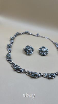 Trifari Pat. Pend Alfred Philippe Silver Necklace Earrings Set