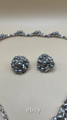 Trifari Pat. Pend Alfred Philippe Silver Necklace Earrings Set