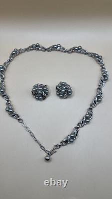 Trifari Pat. Pend Alfred Philippe Silver Necklace Earrings Set