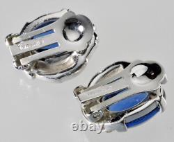 Trifari Philippe Book Piece Sapphire Glass Diamante Necklace Earrings Set C. 1950