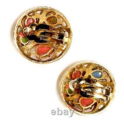 Trifari Philippe Fruit Salad Tie-Ups Convertible Earrings Clips Pastel PRINTEMPS