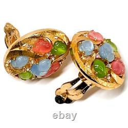Trifari Philippe Fruit Salad Tie-Ups Convertible Earrings Clips Pastel PRINTEMPS