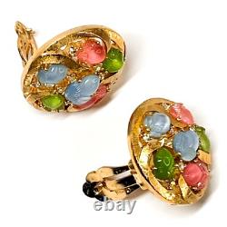 Trifari Philippe Fruit Salad Tie-Ups Convertible Earrings Clips Pastel PRINTEMPS