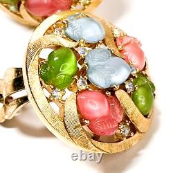 Trifari Philippe Fruit Salad Tie-Ups Convertible Earrings Clips Pastel PRINTEMPS