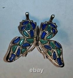 Trifari Philippe'Modern Mosaics' Emerald & Sapphire Poured Glass Butterfly Pin