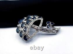 Trifari Philippe Rue de la Paix Fx Sapphire Rhinestone Demilune Mushroom Brooch