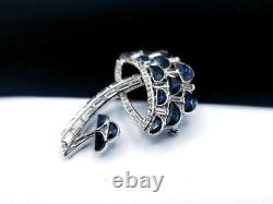 Trifari Philippe Rue de la Paix Fx Sapphire Rhinestone Demilune Mushroom Brooch
