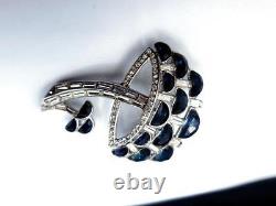 Trifari Philippe Rue de la Paix Fx Sapphire Rhinestone Demilune Mushroom Brooch