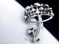 Trifari Philippe Rue de la Paix Fx Sapphire Rhinestone Demilune Mushroom Brooch