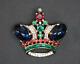 Trifari Pre-1955 Alfred Philippe Jeweled Gold Tone Crown Brooch 1 7/8 x 1 3/4