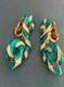 Trifari Red Eye Rhinestone Garden of Eden Enamel Snake Clip-On Earrings Philippe