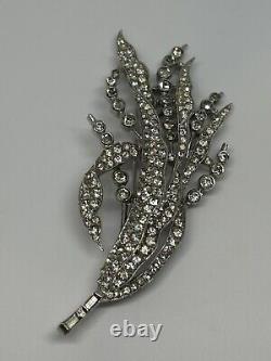 Trifari Rhinestone Brooch Alfred Philippe Spring Flower Reeds 1940 Art Deco VTG