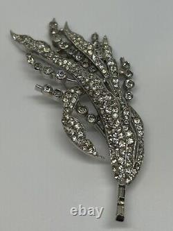 Trifari Rhinestone Brooch Alfred Philippe Spring Flower Reeds 1940 Art Deco VTG