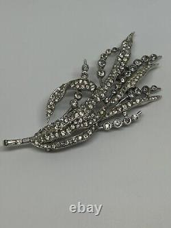 Trifari Rhinestone Brooch Alfred Philippe Spring Flower Reeds 1940 Art Deco VTG