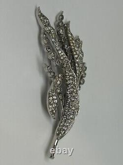 Trifari Rhinestone Brooch Alfred Philippe Spring Flower Reeds 1940 Art Deco VTG