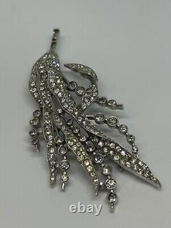 Trifari Rhinestone Brooch Alfred Philippe Spring Flower Reeds 1940 Art Deco VTG