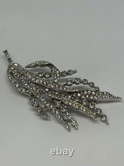 Trifari Rhinestone Brooch Alfred Philippe Spring Flower Reeds 1940 Art Deco VTG