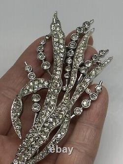 Trifari Rhinestone Brooch Alfred Philippe Spring Flower Reeds 1940 Art Deco VTG