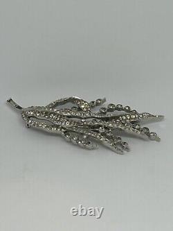 Trifari Rhinestone Brooch Alfred Philippe Spring Flower Reeds 1940 Art Deco VTG