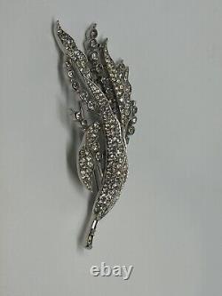 Trifari Rhinestone Brooch Alfred Philippe Spring Flower Reeds 1940 Art Deco VTG