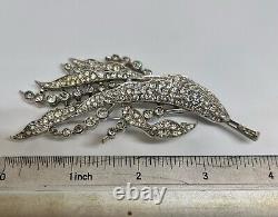 Trifari Rhinestone Brooch Alfred Philippe Spring Flower Reeds 1940 Art Deco VTG