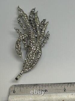 Trifari Rhinestone Brooch Alfred Philippe Spring Flower Reeds 1940 Art Deco VTG