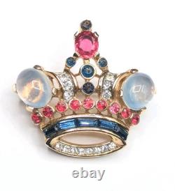 Trifari Rhinestone Coronation Crown 1944s Alfred Philippe Des 137542 Vtg Brooch