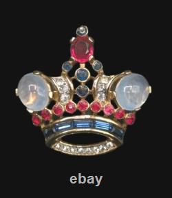 Trifari Rhinestone Coronation Crown 1944s Alfred Philippe Des 137542 Vtg Brooch