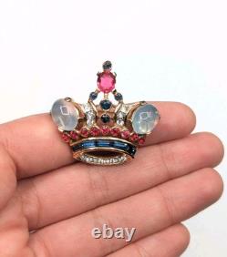 Trifari Rhinestone Coronation Crown 1944s Alfred Philippe Des 137542 Vtg Brooch