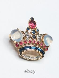 Trifari Rhinestone Coronation Crown 1944s Alfred Philippe Des 137542 Vtg Brooch