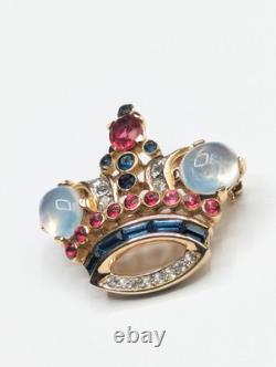 Trifari Rhinestone Coronation Crown 1944s Alfred Philippe Des 137542 Vtg Brooch