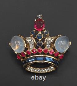 Trifari Rhinestone Coronation Crown 1944s Alfred Philippe Des 137542 Vtg Brooch
