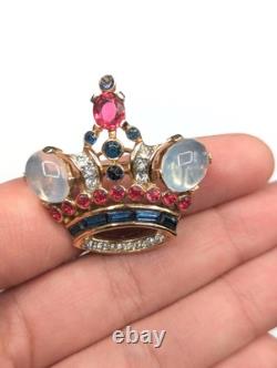 Trifari Rhinestone Coronation Crown 1944s Alfred Philippe Des 137542 Vtg Brooch