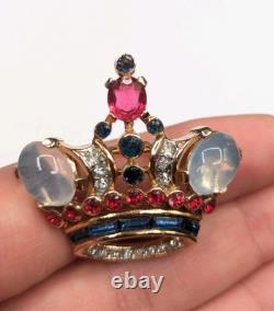 Trifari Rhinestone Coronation Crown 1944s Alfred Philippe Des 137542 Vtg Brooch