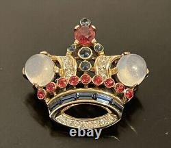 Trifari Rhinestone Crown 1944s Alfred Philippe Des 137542 Vintage Brooch Mint