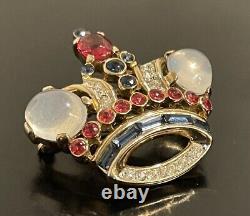 Trifari Rhinestone Crown 1944s Alfred Philippe Des 137542 Vintage Brooch Mint