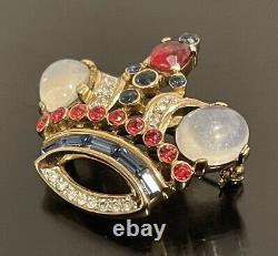 Trifari Rhinestone Crown 1944s Alfred Philippe Des 137542 Vintage Brooch Mint