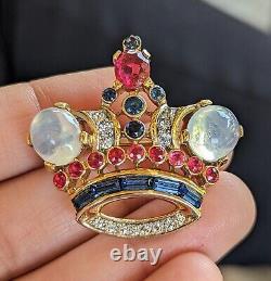 Trifari Rhinestone Crown 1944s Alfred Philippe Des 137542 Vintage Brooch Pin