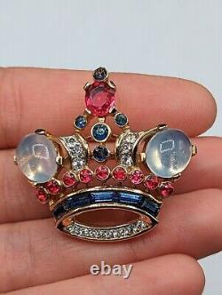 Trifari Rhinestone Crown 1944s Alfred Philippe Des 137542 Vintage Brooch Pin