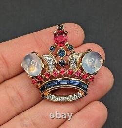 Trifari Rhinestone Crown 1944s Alfred Philippe Des 137542 Vintage Brooch Pin