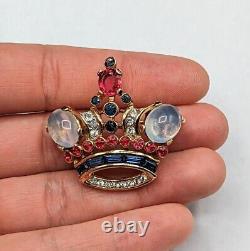 Trifari Rhinestone Crown 1944s Alfred Philippe Des 137542 Vintage Brooch Pin
