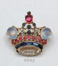 Trifari Rhinestone Crown 1944s Alfred Philippe Des 137542 Vintage Brooch Pin