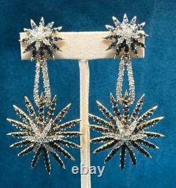 Trifari Rhinestone Fireworks Earrings Starflight Alfred Philippe 1966 Clip On