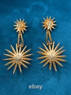Trifari Rhinestone Fireworks Earrings Starflight Alfred Philippe 1966 Clip On